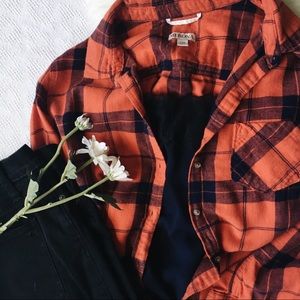 Orange + Navy Flannel Shirt